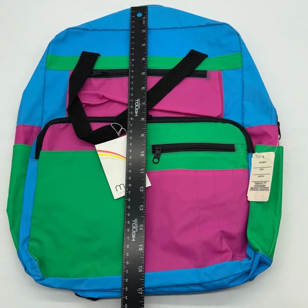Vintage 80s 90s‎ Colorblock Nylon Backpack Neon Blue Pink Green NWT kidcore Y2K